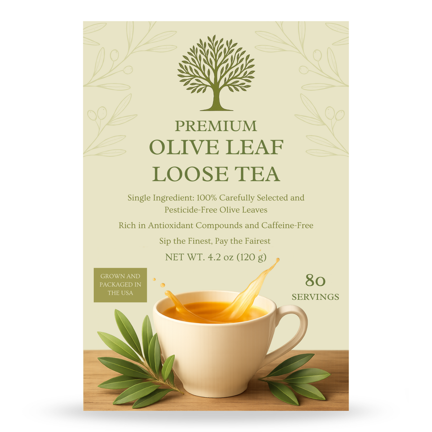 Olive Vitality® Olive Leaf Loose Tea (80 Servings | 4.2 oz | 120 g)
