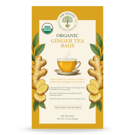 For Vitality® Organic Ginger Tea Bags (100 Count | 7 oz | 200g)
