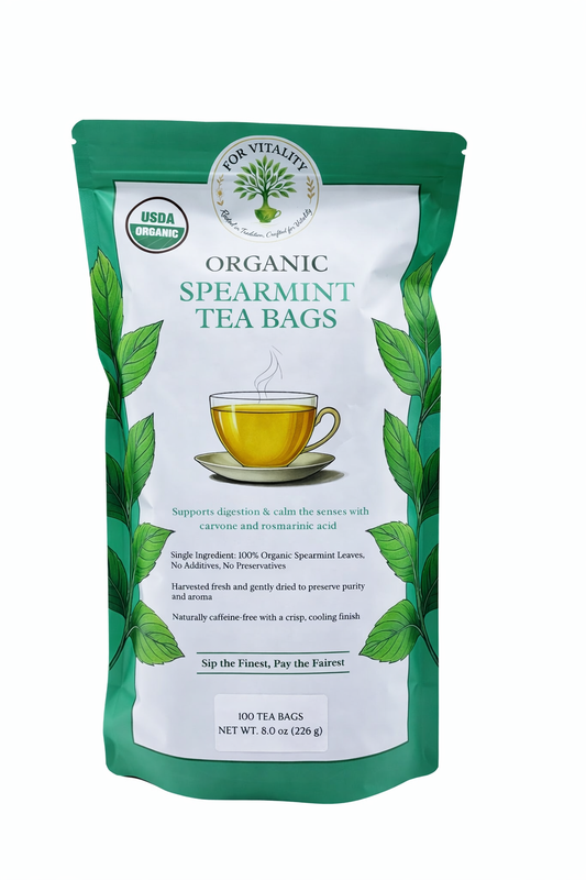 For Vitality® Organic Spearmint Tea Bags (100 Count | 8 oz | 226g)